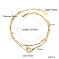Dettaglio della cavigliera a doppio strato placcata oro 18K con cuore LOVE e zircone - Corona a Cuore (AN12060AG)
