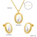 Detailed view of oval opal pendant and earrings set with size and weight dimensions - White Imitation Pearl (SE25860AG)
