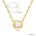 Detalle de collar de acero inoxidable en oro de 18K con colgante de circón y cierre de langosta - Estilo de Circón Octagonal Transparente (NE2F010AG)