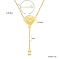 Detailed view of 18K gold plated necklace with shell pendant dimensions and clasp design - Grid Texture Fan Pendant (NE2F5201G)