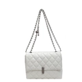 Elegante weiße Stepptasche mit Silberkette und Metallschließe für Damenmode - Gebrochenes Weiß