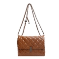 Sac bandoulière marron matelassé avec motif à losanges classique et boucle en métal - Marron