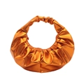 Bolso de mano plisado naranja brillante con acabado metálico de moda para mujeres - Naranja