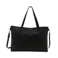 Bolso tote grande negro mate con correas de hombro y bandolera ajustable - Negro