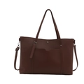Bolso tote vintage marrón oscuro de piel sintética con asas y correa de hombro ajustable - Marrón