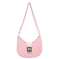 Bolso hobo rosa acolchado con hebilla dorada M y correa de cadena para mujer - Rosa