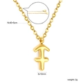 Detail of 18k gold plated Sagittarius pendant necklace with size and length specifications - Sagittarius
