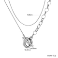 Detailed view of silver stainless steel OT toggle clasp and mixed chain necklace links - Silver (NE2F2801S)