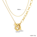 Irregular 18k gold plated double layer necklace with snake chain and toggle clasp closure - Gold (NE2F2801G)
