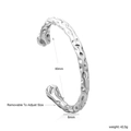Detail view of hammered silver bangle showing 6mm width and adjustable 60mm inner diameter - Irregular Hammered Style (BR927801S)