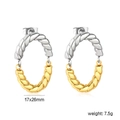 Orecchini a cerchio ovali bicolore a spirale in acciaio inossidabile oro e argento - Orecchini a Lobo Ovali Intrecciati Bicolore Oro e Argento (EA5D100MM)