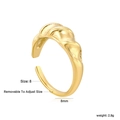 Detailed view of 18k gold plated stainless steel ring with wave texture and size 8 guide - Spiral Wave Style (RI167107G)