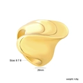 Irregular wavy line 18k gold plated ring with brushed texture in sizes 6 7 8 - US 6 / Gold (RI168006-8G)