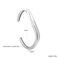 Adjustable 18k gold irregular geometric open bangle with polished metallic finish - Wave Streamline Style (BR927301S) / Silver
