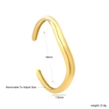 Minimalist wave pattern golden stainless steel open bangle with adjustable 59mm diameter - Wave Streamline Style (BR927301G) / Gold