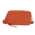 Fashionable bright orange crossbody camera bag with rainbow quilted stitching and wide strap - Orange
