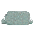 Mint green camera crossbody bag featuring colorful rainbow quilting and wide strap - Green