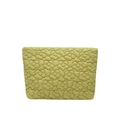Pale green quilted makeup bag featuring delicate floral stitching and a soft texture - Green