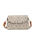 Beige and brown vintage monogram crossbody bag with 1987 print and gold hardware - Off White