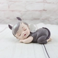 Close-up of a sleeping resin baby demon figurine with detailed gray wings and horns - Keller Sleeping Style A (1046-11)