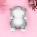 Detailed view of a cute grey and white cat figurine lying on its back with closed eyes - Relaxed Lying Style D (1082-5) / Single Piece