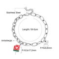 Silbernes Edelstahl-Kettenarmband mit süßem Herz und Wassermelonen-Eis am Stiel Anhänger - Silber Wassermelone Eis am Stiel Sweet Heart Gliederkette Armband (BR24840MS)