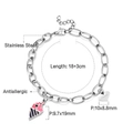 Bracelet en acier inoxydable argenté avec breloque cœur et pendentif glace - Bracelet Chaîne Cœur Doux Crème Glacée Argent (BR24850MS)