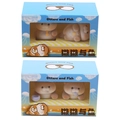 Otters and Fish flocked figures set in light blue display boxes for desk and screen - Multicolor