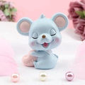 Figurine de souris bleue mignonne pour voiture tenant un cœur rose Happy - Souris Bleue Style Happy B