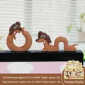 Chocolate brown dachshund miniature set with two poses and illustrated gift box - Wave Probe Style (Type B - Boxed)