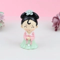 Detail of Q-version Chinese hanfu princess cake topper with pink top and mint green skirt - Pink Dress Style B