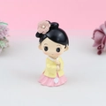 Ancient style princess cake topper figurine with pink skirt and floral headpiece decoration - Yellow Dress Style D