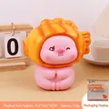 Pink pig money box in yellow Taiyaki hat, baking pet theme coin bank, 16.8x12.1x16cm - Taiyaki Pig