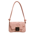 Sac bandoulière rose avec texture grainée, imprimé monogramme et boucle M en métal - Rose