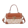 Vintage brown and white patchwork handbag with 1987 print and adjustable shoulder strap - 1987 White