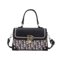 Sac bandoulière rétro avec rabat en cuir noir et boucle dorée en forme de D - Noir Lettre
