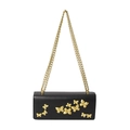 Elegant black leather butterfly square bag with gold chain strap on white background - Black With Gold Hardware