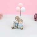 Figurine en résine mignonne d'un prince et d'une princesse sur un scooter avec ballons - Couple en Moto Grise