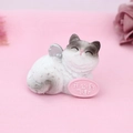 Cute winged cat resin figurine with happy flying sign on pink textured background - Happy to Fly (1A)