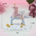 Pink and blue gradient unicorn figurine with silver glitter wings on cloud base - Cloud-stepping Unicorn-Pink (8990)