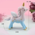 Pink and blue gradient unicorn cake topper with gold horn and glitter wings - Large Unicorn-Pink (8983A)