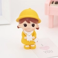 Cute girl figurine with yellow hat holding a white cat for cake and desk decoration - Pet Lover Girl (4A)