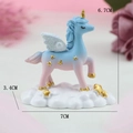 Pink and blue gradient unicorn figurine with gold stars on white cloud base - Cloud-stepping Unicorn-Blue (8990)