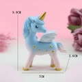 Rosa-blauer Einhorn-Tortenaufsatz mit goldenem Horn und Flügeln, 9,8x7cm - Kleines Einhorn - Blau (8987)