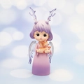 Close-up of dreamy purple antler girl figurine holding a fawn for home and car decor - Purple Holding Fawn (3C-18CM)
