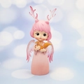 Pink dreamy fairy deer girl resin figurine with wings for car interior and room decor - Pink Holding Squirrel (3D-18CM)