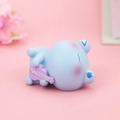 Cute miniature blue resin bear lying down playing guitar for office desk decoration - Blue Bear (Guitar)