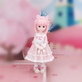 Cute pink anime girl doll with cat-ear headband and bunny, for car decor and cake topper - Pink Girl/Bear