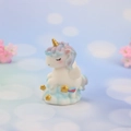 Cartoon unicorn resin figurine with blue mane and gold star on cloud base for cake topper - Blue Dreaming Unicorn / Blue