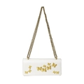 White butterfly chain shoulder bag with gold-tone accents and embossed details - White With Gold Hardware